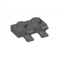 Плочка 1X2 с държач, вертикален: {тъмно каменно сив}