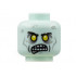 Minifigure, Head Alien Zombie, Black Eyebrows, Yellow Eyes, Open Mouth Showing Teeth, Dark Bluish Gray Splotches Pattern - Hollow Stud : {аквамарин}