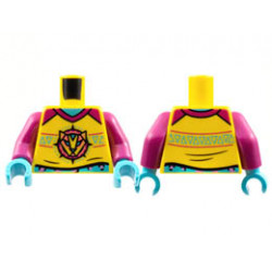 Torso Medium Azure Neck, Magenta Collar, Leopard Logo Pattern / Magenta Arms / Medium Azure Hands: {ярко жълт}