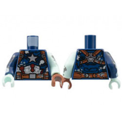 Torso Tattered Captain America Armor Pattern / Light Aqua Arm Left with Splotches Pattern / Dark Blue Arm Right with Torn Sleeve Pattern / Reddish Brown Hand Left / Light Aqua Hand Right : {земно син}