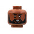 Minifigure, Head Black Eyebrows, Right Raised, Beard, Smile Showing Teeth Pattern - Hollow Stud: {червеникаво-кафяв}
