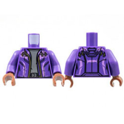Torso Jacket, Lavender Trim, Gold Zipper, Dark Bluish Gray Shirt Pattern / Dark Purple Arms / Reddish Brown Hands: {светло виолетов}
