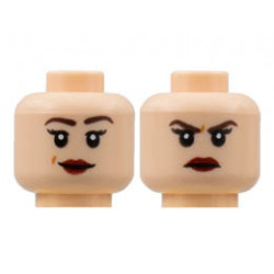 Minifigure, Head Dual Sided Female, Medium Nougat Eyebrows, Peach Lips, Smile / Scowl Pattern - Hollow Stud: {светло нуга}