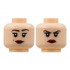 Minifigure, Head Dual Sided Female, Medium Nougat Eyebrows, Peach Lips, Smile / Scowl Pattern - Hollow Stud: {светло нуга}