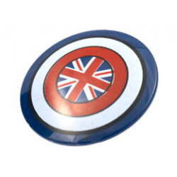 Minifigure, Shield Circular Convex Face with Red and White Rings and British Union Jack Flag Pattern: {земно син}