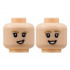 Minifigure, Head Dual Sided Female, Dark Tan Eyebrow, Medium Nougat Lips, Lopsided Grin / Smile with Teeth Pattern - Hollow Stud: {светло нуга}