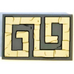 Tile 2 x 3 with Tan Geometric Temple Ornament Pattern: {тъмно каменно сив}