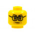 Minifigure, Head Black Eyebrows and Glasses, Medium Nougat Age Lines Pattern - Hollow Stud: {ярко жълт}