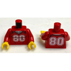 Torso Sports Shirt with White Number 80 Pattern (BAM) / Red Arms / Yellow Hands: {ярко червен}