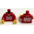 Torso Sports Shirt with White Number 80 Pattern (BAM) / Red Arms / Yellow Hands: {ярко червен}