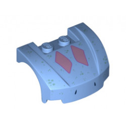 Vehicle, Mudguard 3 x 4 x 1 2/3 Curved Front with Metallic Blue Spots and Pink Diamonds Pattern (Bruni): {умерено син}