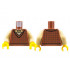 Torso Cardigan Sweater, Dark Brown Crisscross Stripes, White Shirt, Tan Bow Tie Pattern / Tan Arms / Yellow Hands: {червеникаво-кафяв}