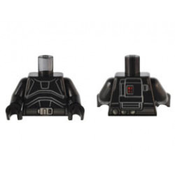 Torso SW Armor with Light Bluish Gray Outlines, Dark Bluish Gray Belt, Silver Buckle, and Backpack with Red Lights Pattern / Black Arms / Black Hands : {черен}