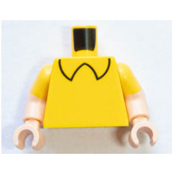 Torso Black Shirt Collar Pattern / Light Nougat Arms with Molded Yellow Short Sleeves Pattern / Light Nougat Hands: {ярко жълт}