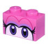 Brick 1 x 2 with Dark Purple and White Eyes, Long Black Eyelashes, and Lavender Eye Shadow Pattern (Super Mario Birdo): {ярко пурпурен}