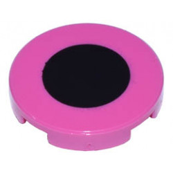 Tile, Round 2 x 2 with Bottom Stud Holder with Centered Black Circle Pattern (Super Mario Birdo Snout End): {ярко пурпурен}