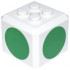 Brick, Modified Cube, 4 Studs on Top with Green Circle Pattern on All Sides (Super Mario Green Toad Cap): {бял}