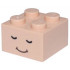 Brick 2 x 2 with Black Closed Eyes and Dark Brown Closed Mouth Smile Pattern (Super Mario Green Toad Face): {светло нуга}