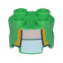 Brick, Round 2 x 2 with Pin Holes with Bright Light Orange Lapels, Dark Green Lines, and White Undershirt Pattern (Super Mario Green Toad Torso) : {ярко зелен}