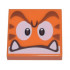 Tile 2 x 2 with Groove with Angry Reddish Brown Eyebrows, Dark Brown and White Eyes, Closed Mouth with Bottom Fangs Pattern (Super Mario Cat Goomba Face) : {ярко оранжев}