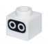 Brick, Modified 1 x 1 x 2/3 with Open Stud with Circle Eyes on Black Background Pattern (Super Mario Baby Blooper Face): {бял}