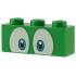 Brick 1 x 3 with Dark Turquoise and Dark Blue Eyes on White Background Pattern (Super Mario Spike): {тъмно зелен}