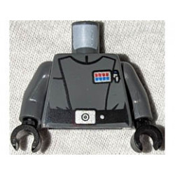 Torso SW Imperial Crew Uniform with Black Belt with Silver Buckle, Badge with 4 Red and 4 Blue Squares Pattern / Dark Bluish Gray Arms / Black Hands : {тъмно каменно сив}
