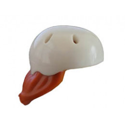 Minifigure, Hair Combo, Hair with Hat, Medium Length with Molded White Bicycle Helmet Pattern (BAM): {тъмно оранжев}