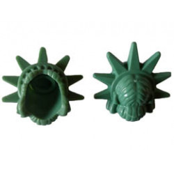 Minifigure, Hair Female with Spiked Tiara (Lady Liberty) - Hard Plastic: {пясъчно зелен}