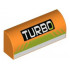 Slope, Curved 1 x 4 x 1 1/3 with TURBO on Black Rectangle, Lime and White Stripes Pattern: {ярко оранжев}