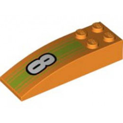 Slope, Curved 6 x 2 with White Number 8 on Lime Stripes Pattern: {ярко оранжев}