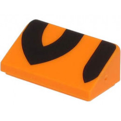 Slope 30 1 x 2 x 2/3 with Black Tiger Stripes Pattern: {ярко оранжев}