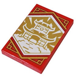 Tile 2 x 3 with White Dojo Temple on Gold Background with Gold Trim Pattern (Ninjago Wisdom Banner): {ярко червен}