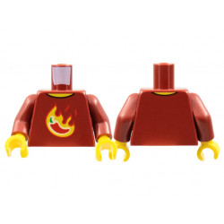 Torso Red Chili Pepper in Yellow Flames Pattern / Dark Red Arms / Yellow Hands: {нов тъмно червен}