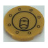 Tile, Round 2 x 2 with Bottom Stud Holder with Black Circles (Fuel Cap) Pattern: {топло златист}