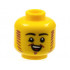 Minifigure, Head Black Eyebrows, Reddish Brown Mutton Chops and Van Dyke Beard, Open Smile Pattern - Hollow Stud: {ярко жълт}