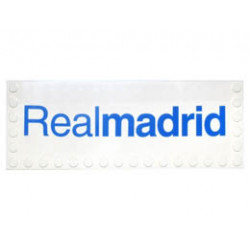Tile, Modified 6 x 16 with Studs on Edges with Blue Realmadrid Pattern: {бял}