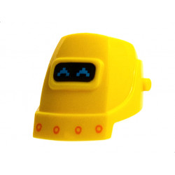Minifigure, Headgear Helmet Welding with Dark Azure Pixelated Eyes, Orange Rivets Pattern: {ярко жълт}