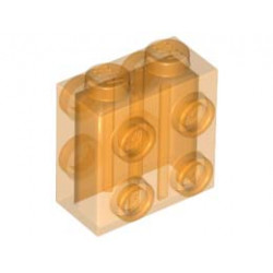 BRICK 1X2X2, W/ 8 KNOBS: {прозрачно ярко оранжев}