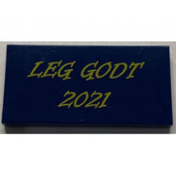 Tile 2 x 4 with LEG GODT 2021 Pattern: {земно син}