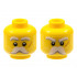 Minifigure, Head Dual Sided White Eyebrows, Moustache, and Whiskers, Medium Nougat Scar on Left Cheek, Neutral / Angry Pattern - Hollow Stud: {ярко жълт}