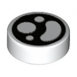 Tile, Round 1 x 1 with Circles and Bean on Black Background Pattern: {бял}