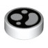 Tile, Round 1 x 1 with Circles and Bean on Black Background Pattern: {бял}