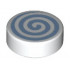 Tile, Round 1 x 1 with Bright Light Blue Spiral Pattern: {бял}