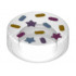 Tile, Round 1 x 1 with Bright Light Blue, Dark Pink, Lavender, and Yellow Sprinkles and Stars Pattern: {прозрачен}