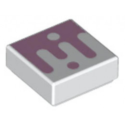 Tile 1 x 1 with Groove with Bright Pink Splotch and Dot Pattern: {бял}