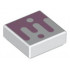 Tile 1 x 1 with Groove with Bright Pink Splotch and Dot Pattern: {бял}