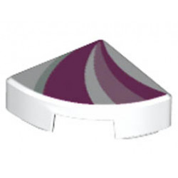 Tile, Round 1 x 1 Quarter with Bright Pink, Dark Pink, and Light Aqua Curved Stripes Pattern: {бял}