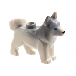 Dog, Husky with Marbled Light Bluish Gray Ears and Back and Printed Blue Eyes, Black Nose, White Face and Ears Pattern: {бял}