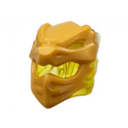 Minifigure, Headgear Helmet with Flames on Back with Molded Pearl Gold Dragon Face Pattern: {прозрачно жълт}